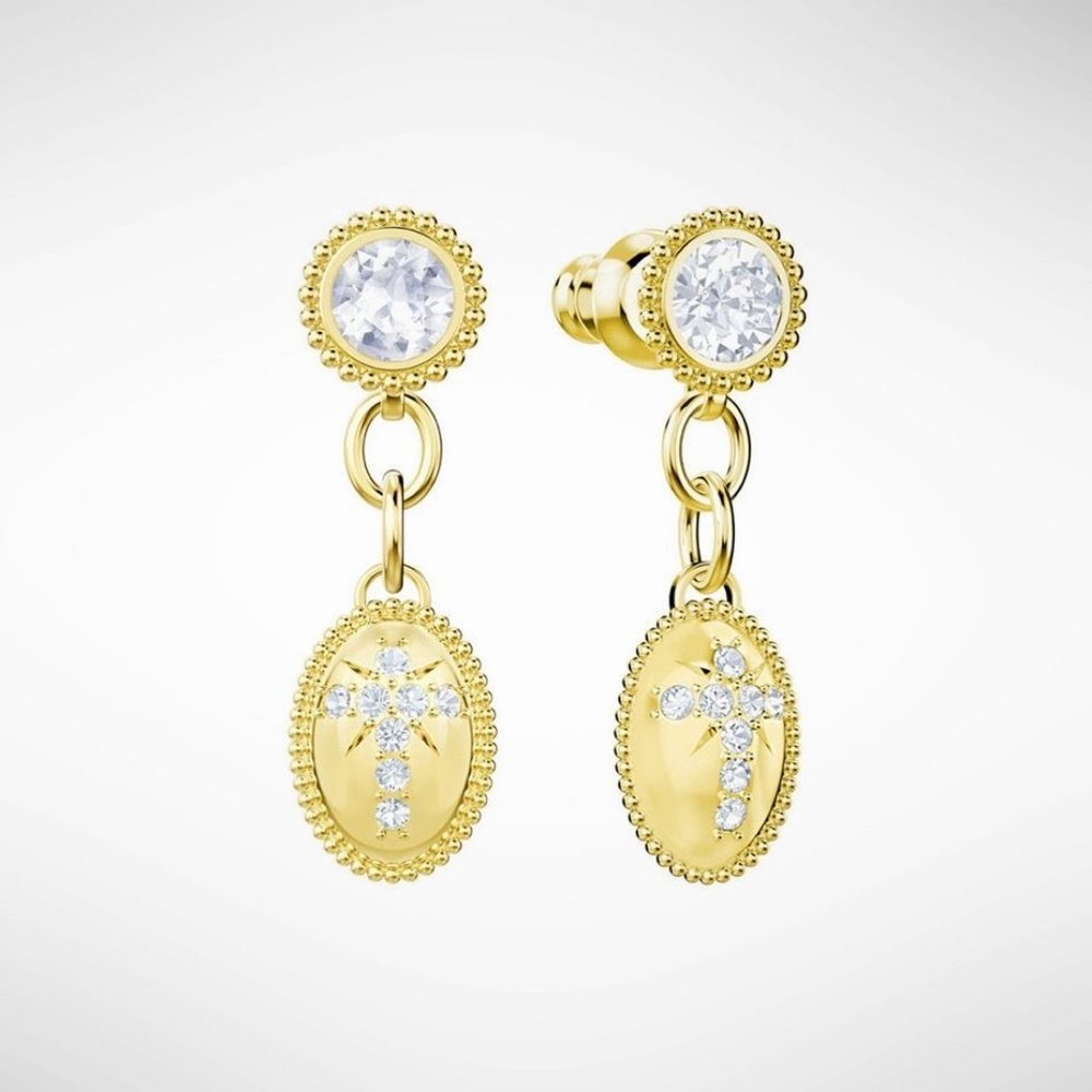 Swarovski Magnetic Pierced Earrings, Cross Motif